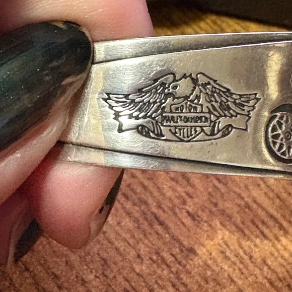 S79 Harley Davidson Sterling Cuff Bracelet - Picture 2 of 5